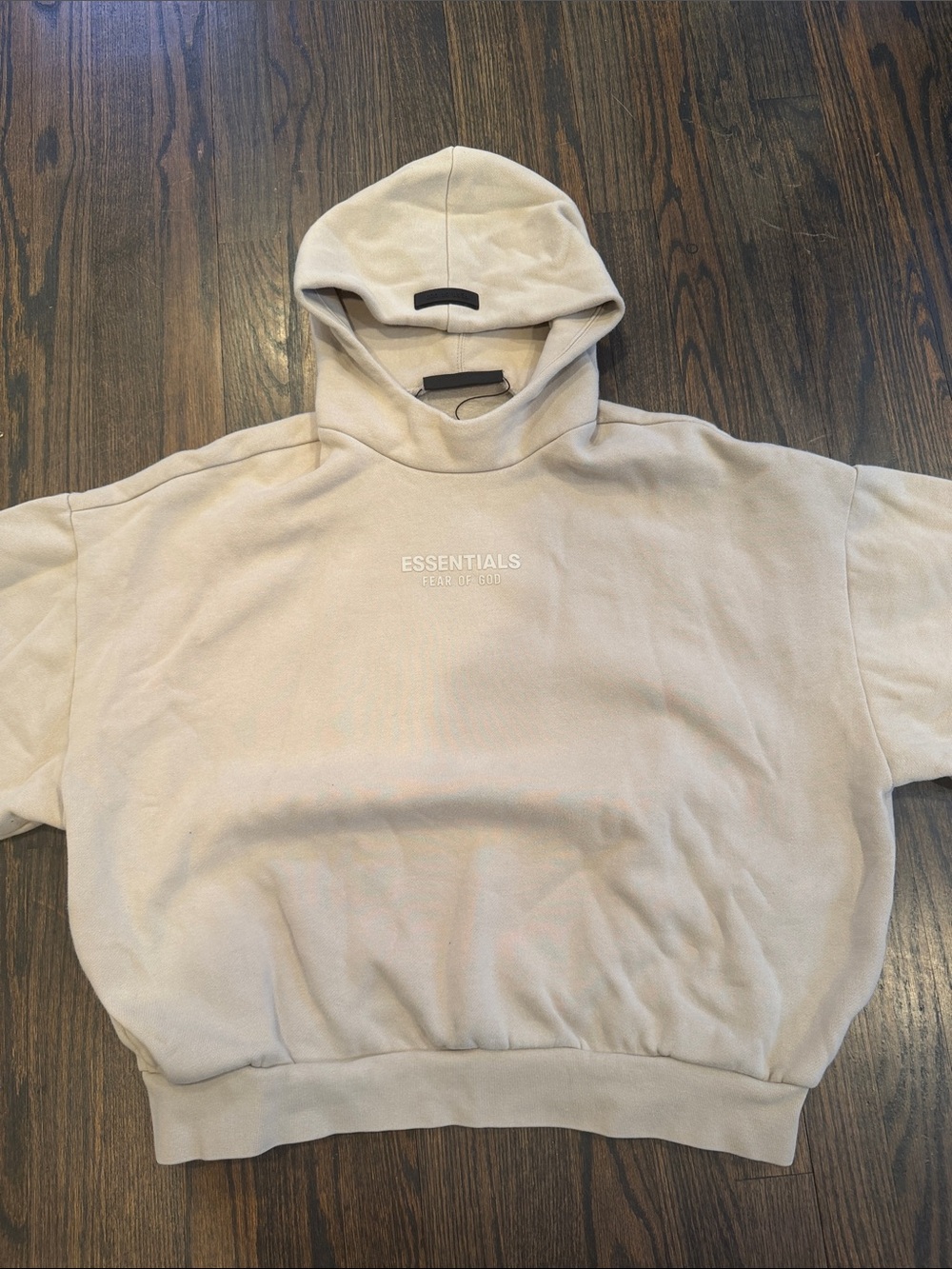 Essentials Beige Logo Pullover Hoodie